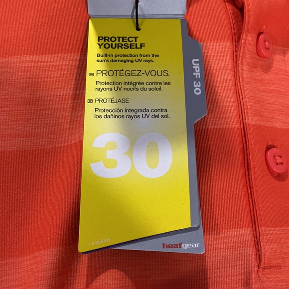 NWT - Mens Under Armour Heatgear Golf Polo - Orange Stripe - Loose Fit - Picture 8 of 10